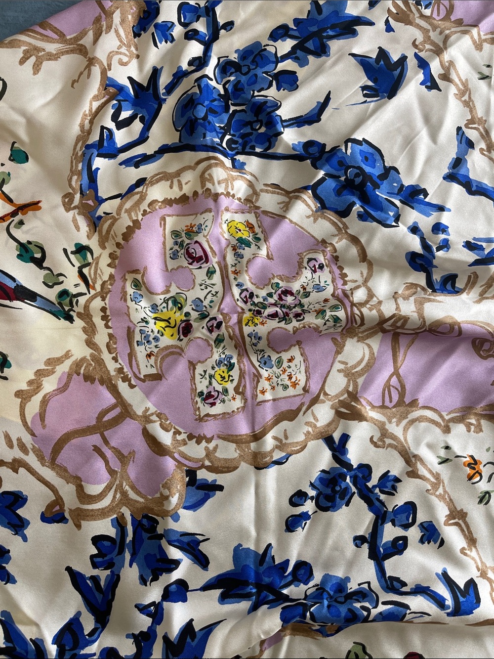 Tory Burch Yellow-Trim Floral Print Scarf - Picture 4 of 7